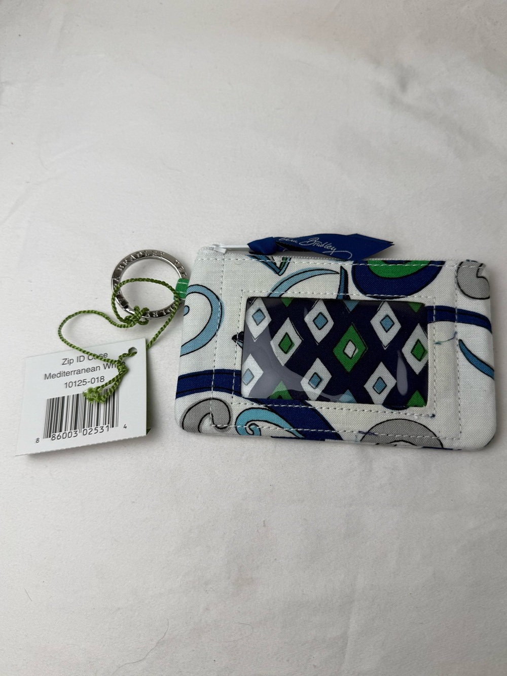NWT Vera Bradley Mediterranean White Zip ID Case ID's & Credit Card Holder
